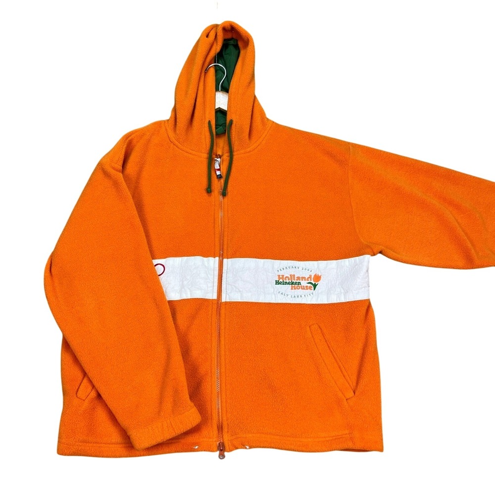 Heineken Hoodie Mens Large Orange‎ Fleece 2002 Salt Lake City Olympics Holland